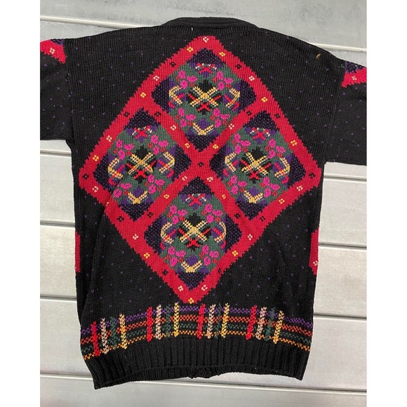 Roberta Frost Hand Knitted Cardigan Sweater Womens Medium Multicolor 100% Cotton - Picture 11 of 11